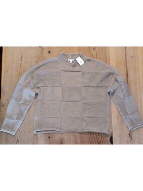 Versona Womens 2XL Pullover Sweater Tight Knit Tan Basket Weave Mock Neck NWT